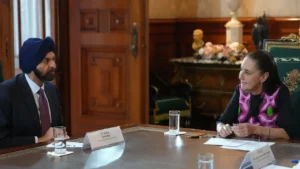 Sheinbaum recibe a presidente del Banco Mundial; expresan interés en Plan México