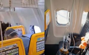 Pasajero es parcialmente succionado tras romperse ventana en vuelo de Ryanair
